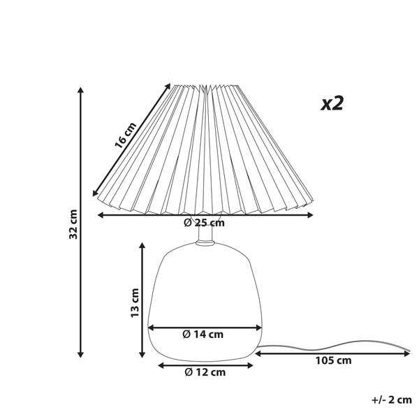 Tischlampe 2er Set ZEYI Keramik Weiß