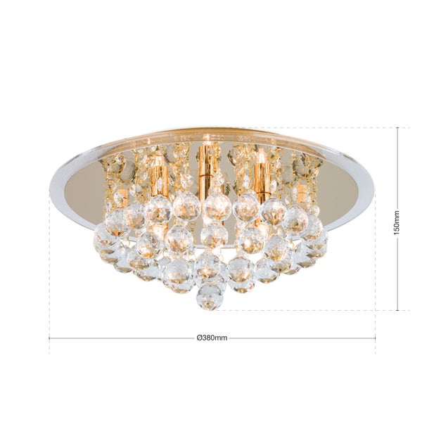 Deckenluster Kristall 4-flammig gold