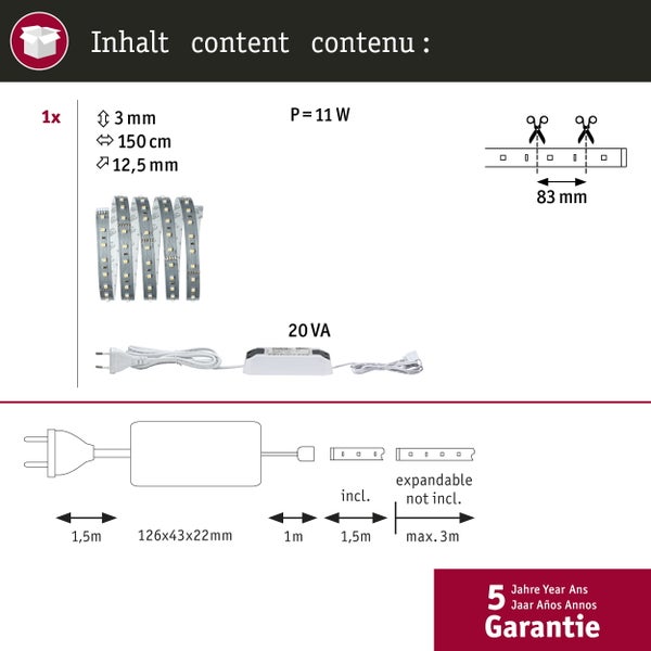 Moderne Küche mit MaxLED 500 Basisset 1,5 m für Arbeitslicht und Akzente