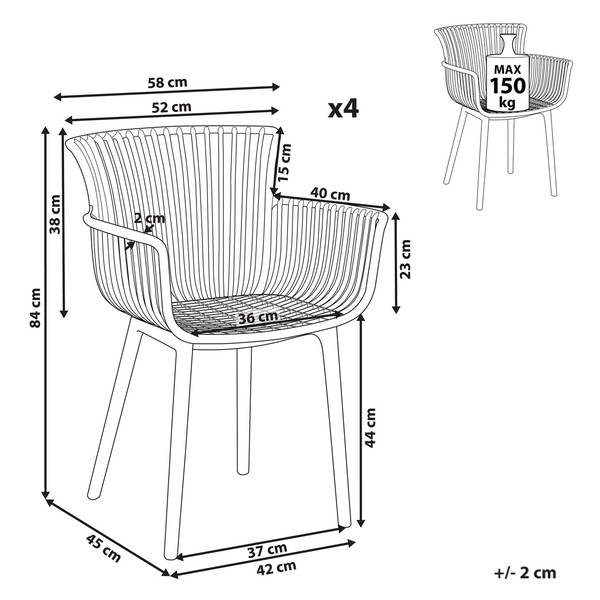 Gartenstuhl 4er Set PESARO Grün