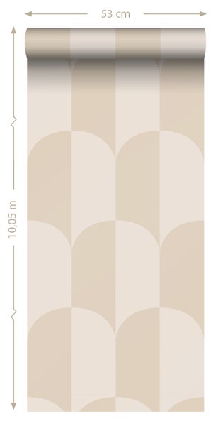 ESTAhome Tapete Art Decó Muster Beige und Sandbraun - 53 cm x 10.05 m - 139991
