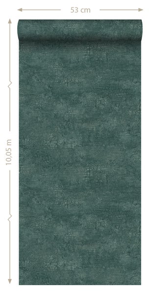 Origin Wallcoverings Tapete Naturstein mit Craquelé-Effekt Smaragdgrün - 53 cm x 10.05 m - 347561