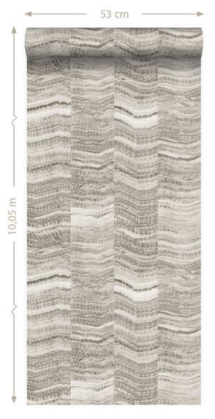 Origin Wallcoverings Tapete Zick-Zack-Mamorstreifen Hellgrau - 53 cm x 10.05 m - 337246
