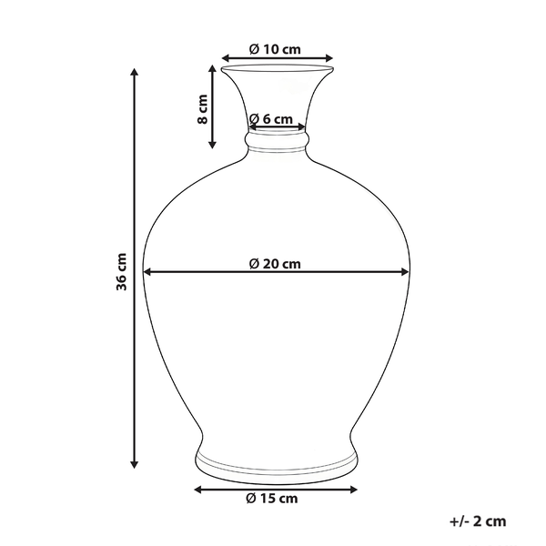 Technische Zeichnung einer Blumenvase mit Maßangaben