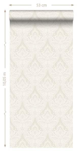 ESTAhome Tapete Barockmuster Grau und Sandbraun - 53 cm x 10.05 m - 127603