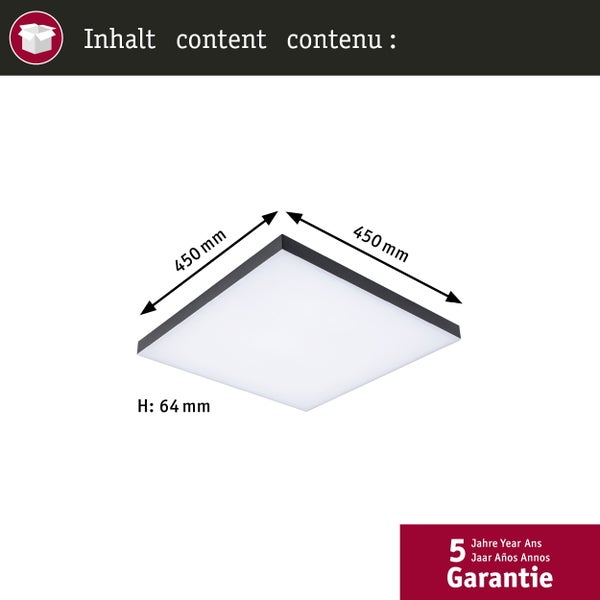 LED Panel Velora Rainbow dynamicRGBW eckig 450x450mm 19W 1690lm RGB+ Schwarz dimmbar