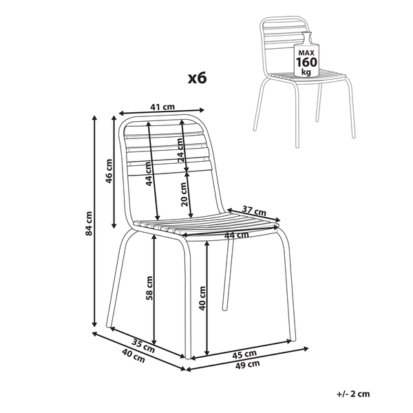 Gartenstuhl 6er Set VALLESE Akazienholz Braun