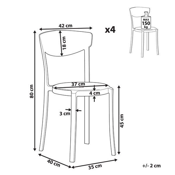 Gartenstuhl 4er Set VIESTE Weiß