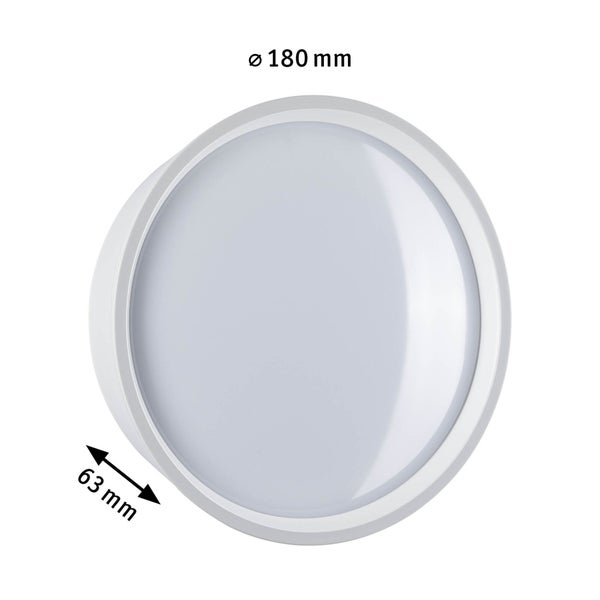 LED Außenwandleuchte Platomo seewasserresistent IP44 rund 180mm 3000K 14,5W 1200lm 230V Weiß Kunststoff