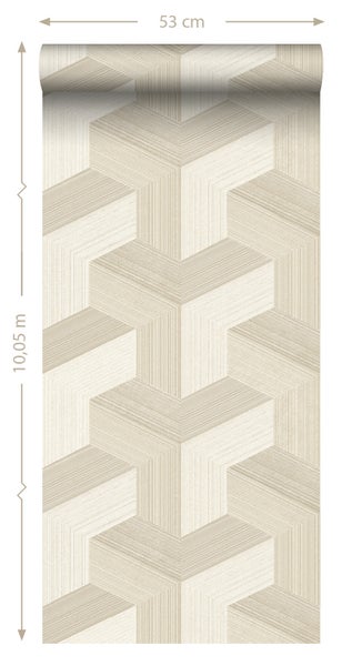 Origin Wallcoverings Tapete 3D-Muster Hellbeige - 53 cm x 10.05 m - 347948
