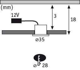 LED Möbeleinbauleuchten Micro Line Mini rund 35mm 5x0,4W 5x20lm 230/12V 2700K Eisen gebürstet