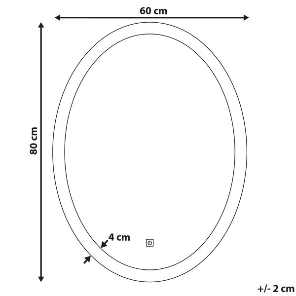 Rückseite eines runden Spiegels mit Beleuchtung und Befestigungsvorrichtung