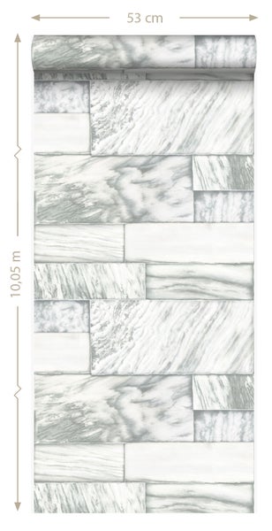 Origin Wallcoverings Tapete Marmor-Optik Crême-Weiß - 53 cm x 10.05 m - 337254