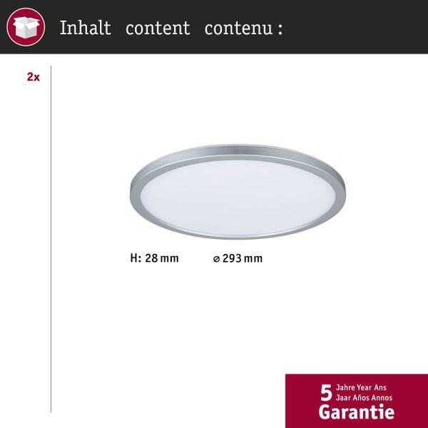 LED Panel Abia rund 300mm 2x22W 2x2200lm 2700K Chrom matt