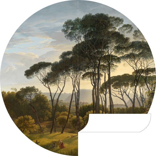 ESTAhome selbstklebende runde Tapete italienische Landschaft Dunkelgrün - Ø 140 cm - 159011