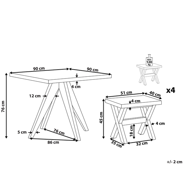 Gartenmöbel Set mit Hockern 4-Sitzer OLBIA/TARANTO Beton Grau