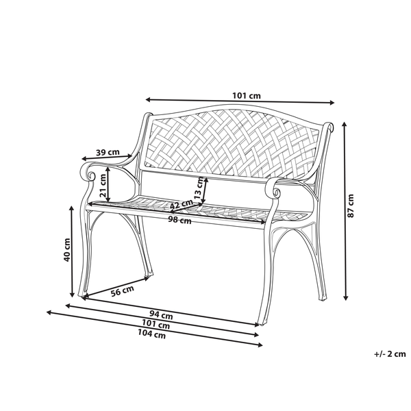 Gartenbank STAGGIA 104 cm Metall Braun