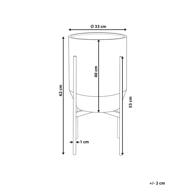 Abbildung mit Maßangaben eines Pflanzgefäßes