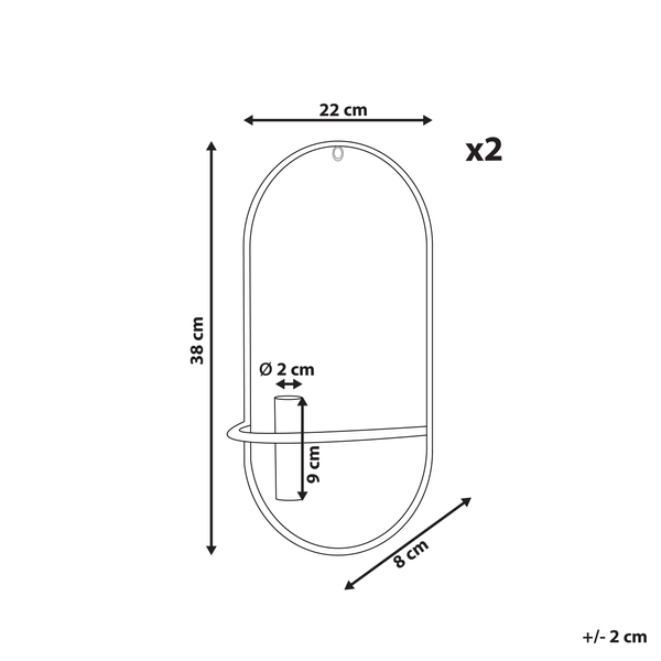 Technische Zeichnung von zwei Wandkerzenhaltern mit Maßangaben
