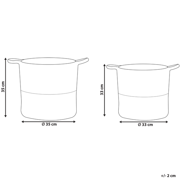 Skizze von zwei Übertöpfen mit Größenangaben