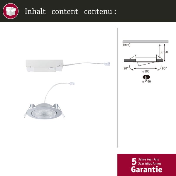 LED Einbauleuchte White Select Aumus Einzelspot rund 105mm 90° 5W 700lm 230V dimmbar 2700 - 6500K Schwarz