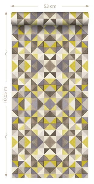Origin Wallcoverings Tapete kubistisches Muster Ockergelb - 53 cm x 10.05 m - 346908