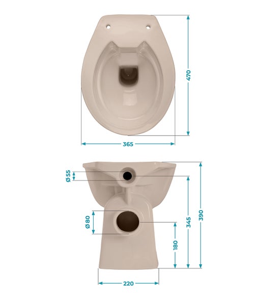 Calmwaters Stand WC spülrandlos in Beige-Bahamabeige, Tiefspüler mit Abgang waagerecht, hygienische Toilette ohne Spülrand, bodenstehendes WC aus Sanitärkeramik in Beige, 39 cm Höhe, 07AB6143