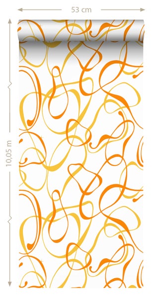 Sanders und Sanders Tapete figurative Motive Weiß, Gelb und Orange - 50 x 900 cm - 935275