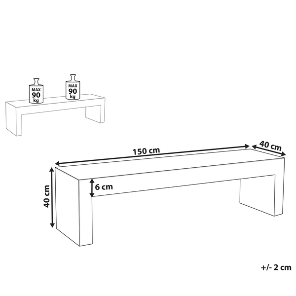 Gartenbank TARANTO 150 cm Beton Grau