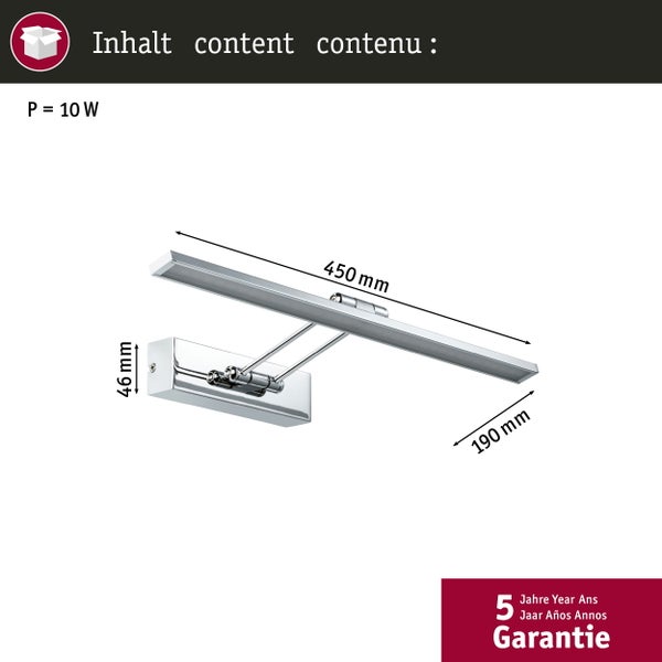 Galeria LED Bilderleuchte Beam 2700K 580lm 230V 7W Chrom