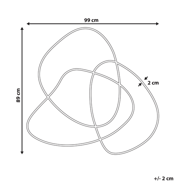Abmessungen einer dreifachen Schleife: 99 mal 89 Zentimeter mit einer Stärke von 2 Zentimetern