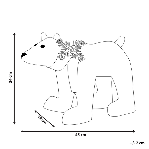 Abmessungen eines Eisbärenhockers: 34 cm Höhe, 19 cm Breite, 45 cm Länge