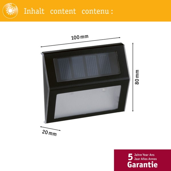 Solar LED Treppenleuchte Dayton IP44 3000K 2lm Anthrazit