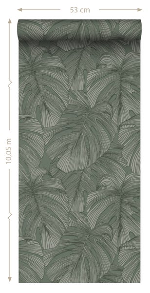 Origin Wallcoverings Tapete 3D Muster Blätter Graugrün - 50 x 900 cm - 347919