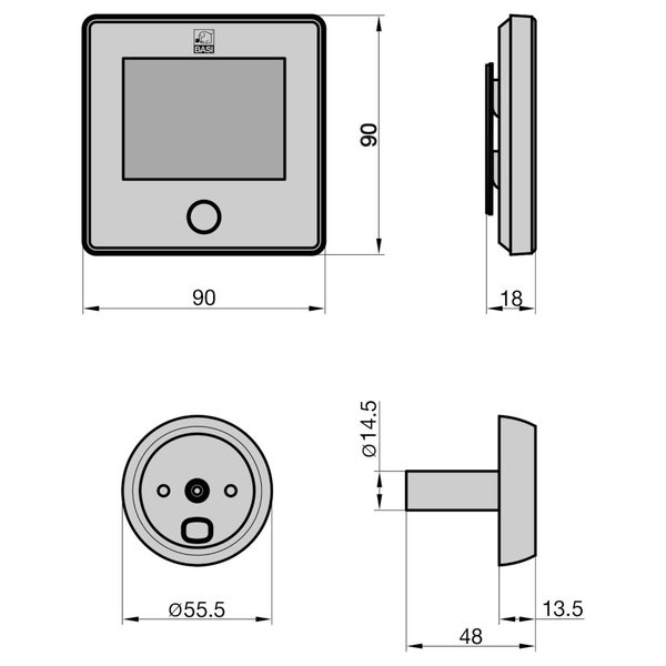 BASI Digitaler Türspion TS 800 für TS 35-120 mm Einbaudurchmesser 14-22 mm 0,3 Megapixel Sensor 2,8 Zoll Bildschirm 90° Kamerawinkel interner Fotospeicher 90 Fotos integrierte Klingel inkl. Micro USB Ladekabel