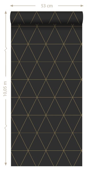 Origin Wallcoverings Tapete grafische Dreiecke Schwarz und Gold - 53 cm x 10.05 m - 347684