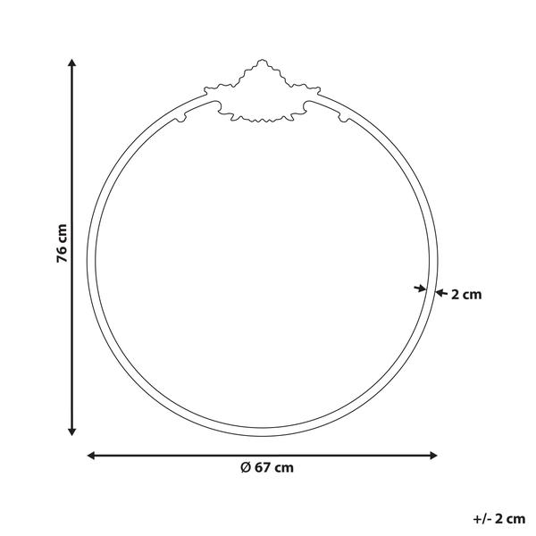Kreis mit den Maßen 76 cm Höhe und 67 cm Durchmesser