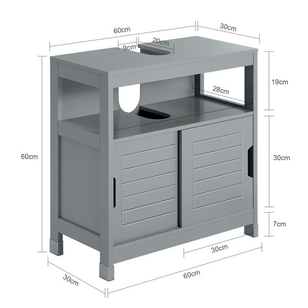 Waschbeckenunterschrank mit Schiebetüren und Maßen