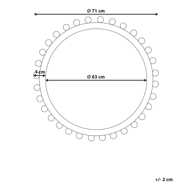 Wandspiegel Tannenholz cremeweiß Antik-Optik rund ⌀ 71 cm TAZILLY