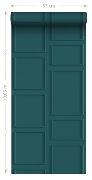 ESTAhome Tapete Holzwandverkleidung Petrolblau - 50 x 900 cm - 139932