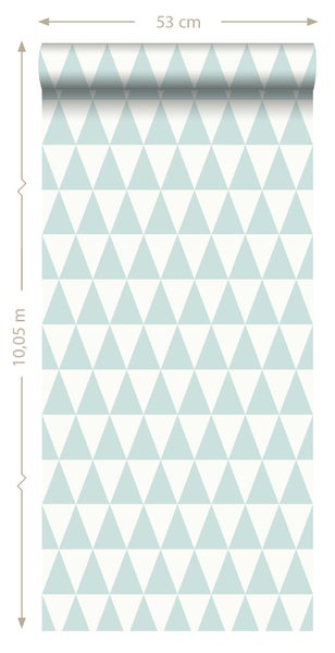 ESTAhome Tapete grafische, geometrische Dreiecke Pastell Mintgrün und Weiß - 53 cm x 10.05 m - 148669