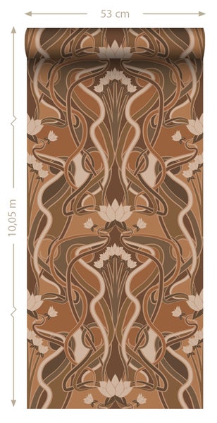 ESTAhome Tapete Blumenmuster im Jugendstil Terrakottabraun - 50 x 900 cm - 139898