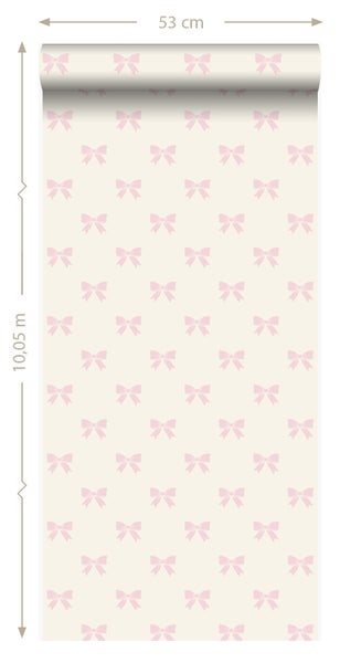 Origin Wallcoverings Tapete kleine Schleifen Weiß und Hellrosa - 53 cm x 10.05 m - 346846