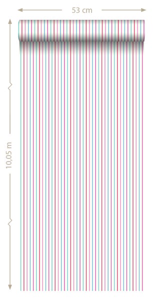 ESTAhome Tapete Streifen Rosa und Türkis - 53 cm x 10.05 m - 137305