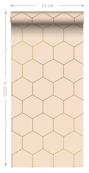 ESTAhome Tapete Wabenmuster Pfirsichrosa - 53 cm x 10.05 m - 139226