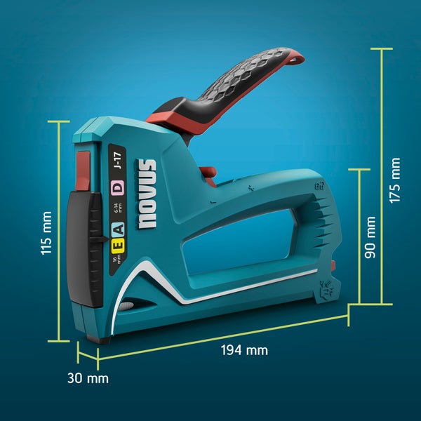 Novus Tools Handtacker J-17 6-14 mm, Profi-Tacker geeignet für Feindraht-, Flachdrahtklammern & Nägel 030-0474
