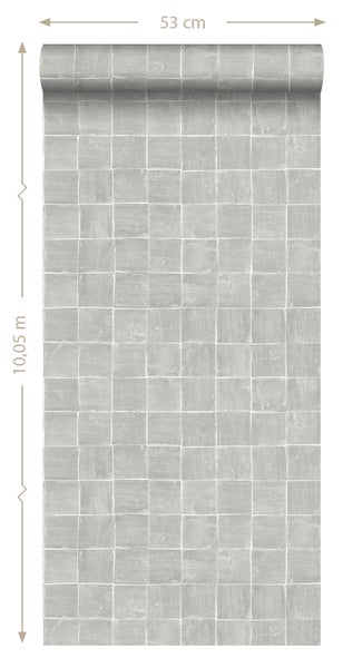 ESTAhome Tapete Fliesenmuster Grau - 53 cm x 10.05 m - 148317