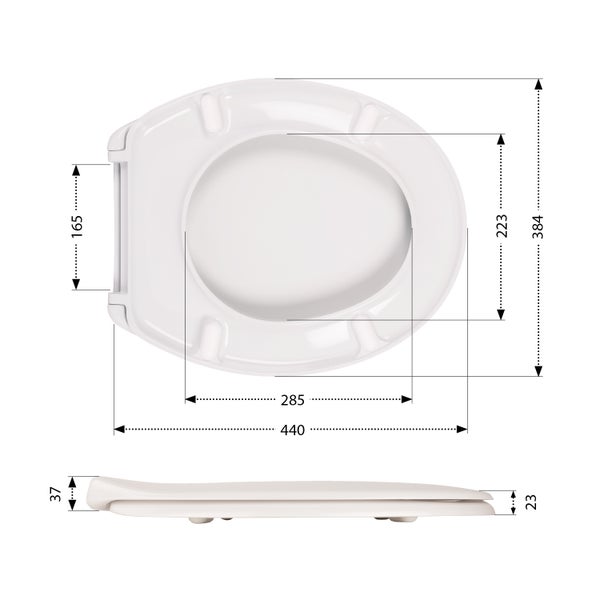 aquaSu® WC-Sitz Siena, Weiß, antibakterieller Duroplast Toilettensitz, Edelstahl-Scharniere, Schnellbefestigung Fast-Fix, Toilettendeckel, universale O Form, Klodeckel & Klobrille Weiß 215022