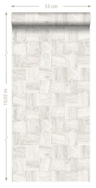 Origin Wallcoverings Tapete quadratische Holzstücke Crême-Weiß - 53 cm x 10.05 m - 347515