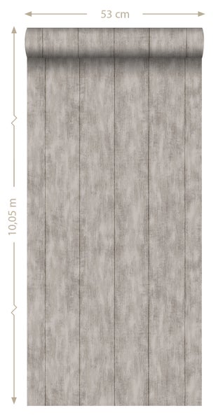 ESTAhome Tapete Holz-Optik Taupe - 53 cm x 10.05 m - 128010